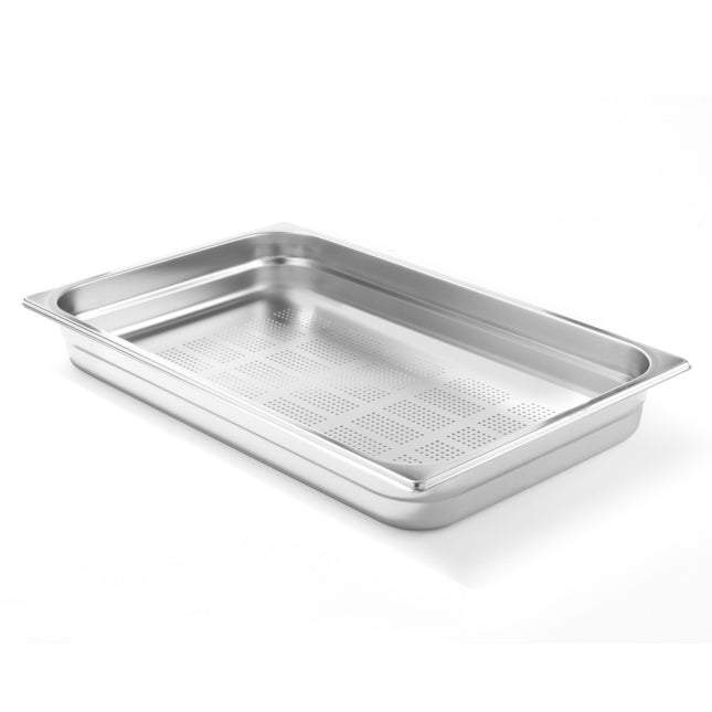 Aluminium container GN1/1 perforated stainless steel 530x325mm height 200mm - Hendi 802205