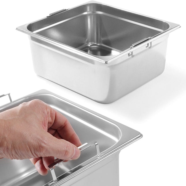Container GN with concealed handles stainless steel GN2/3 354x325mm height 200mm - Hendi 803301