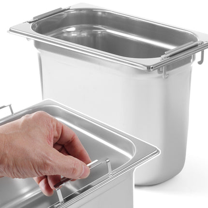 GN container with concealed handles stainless steel GN1/4 265x162mm height. 200mm - Hendi 803608