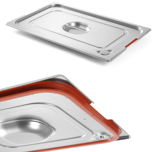 GN Profi Line lid with silicone seal and GN1/4 handle cutting 265x162mm steel - Hendi 804346