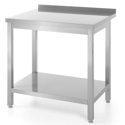 Worktop table for kitchen with steel wall with a front and shelf 80x60cm - Hendi 811450