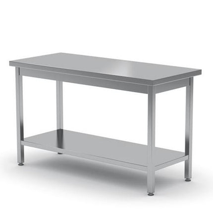 Worktop table for kitchen Central steel with shelf 140x60cm - Hendi 811535