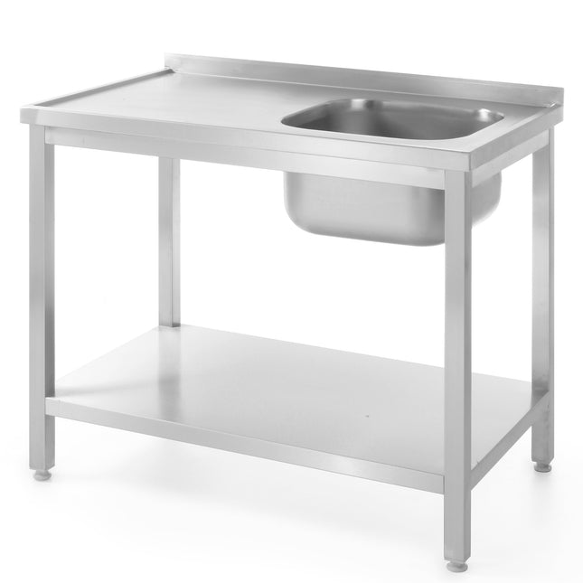 Hendi Worktop table for dishwashers with one sink with shelves 100x60cm RIGHT