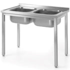 Hendi Steel table with two sinks 100x70x85 cm