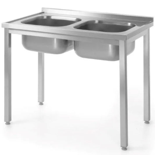 Hendi Steel table with two sinks 100x70x85 cm