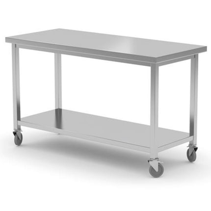 Hendi Working table dining table with stainless steel shelves 120x60x85 cm