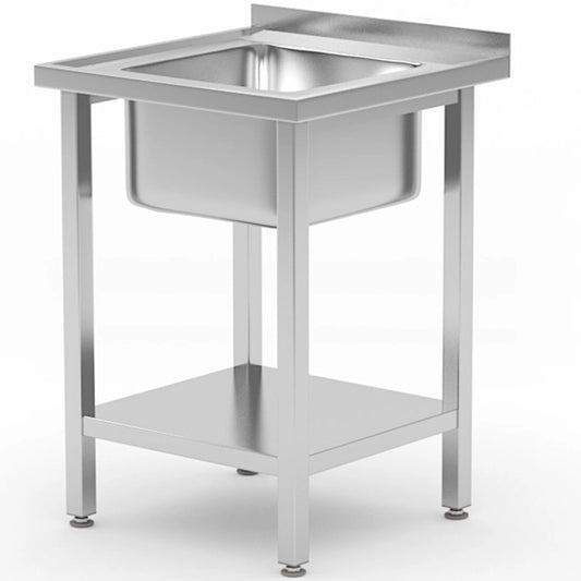 Hendi Pool single-chamber sink with shelf Budget Line STAL 600 x 600 x 850 cm