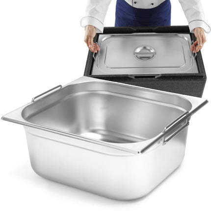 GN 1/2 gastronomy container with hidden handles 325x265x150mm 9.5L Hendi 817346