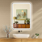 60 cm garums x 80 cm platums / 50 cm garums x 70 cm platums / Bluetooth + Ligzda + Aizsvīšanas aizsardzība + 3 gaismas krāsas / Metāla rāmis + pretmiglošanas pārklājums + 3 gaismas krāsas