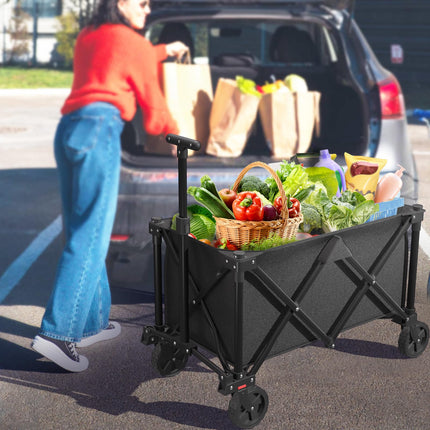 BEAU JARDIN Bollerwagen Faltbarer Handwagen bis 100 KG 100L Fassungsvermögen Leicht Faltbarer Bollerwagen Kinder Transportwagen Gartenanhänger Belastbar zu Tragen Geeignet für Kinder - Schwarz
