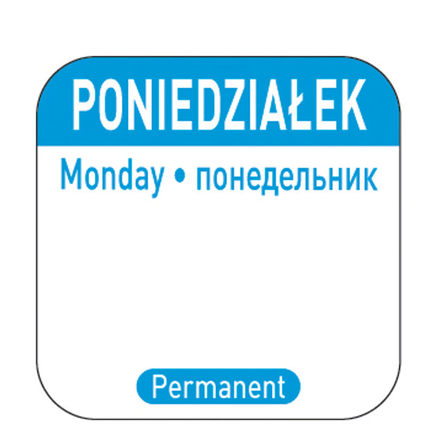 Food safety stickers for reusable containers Monday PL RU EN 1000 pcs. Hendi 850077