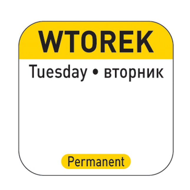 reusable food safety stickers Tuesday PL RU EN 1000 pcs. Hendi 850084