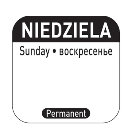 reusable food safety stickers Sunday PL RU EN 1000 Pcs Hendi 850138
