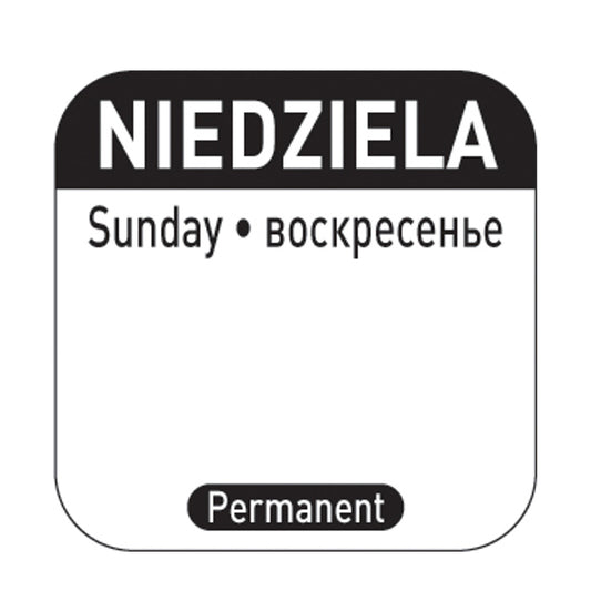 reusable food safety stickers Sunday PL RU EN 1000 Pcs Hendi 850138