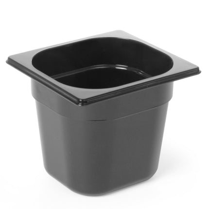 GN 1/6 gastronomy container made of black polycarbonate 176x162x200mm 3.4L Hendi 862704