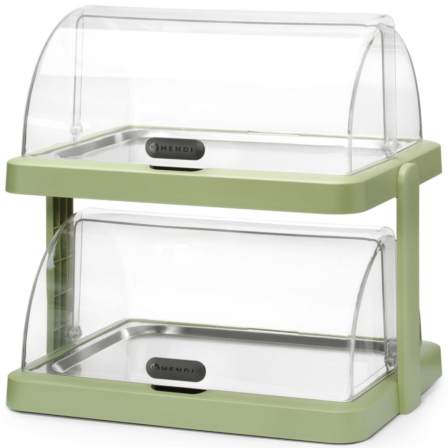 Hendi Duo UNIQ double buffet cooling display with roll-top cover - green