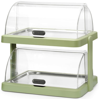 Hendi Duo UNIQ double buffet cooling display with roll-top cover - green