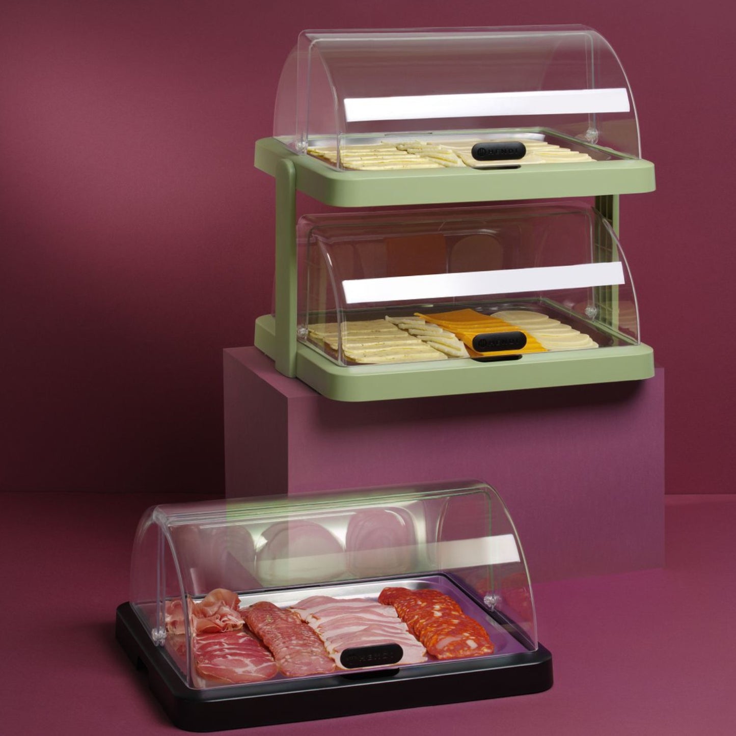 Hendi Duo UNIQ double buffet cooling display with roll-top cover - green – image 5