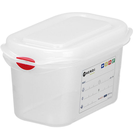 Hendi GN food container 1/9 with label and lid 1.5 l 176x108x150 mm