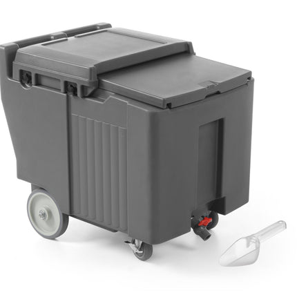 Thermoinsulation container thermos for mobile ice transport on wheels 110L