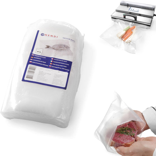 Hendi Bags are molested for vacuum packers 200x300mm 100pcs.