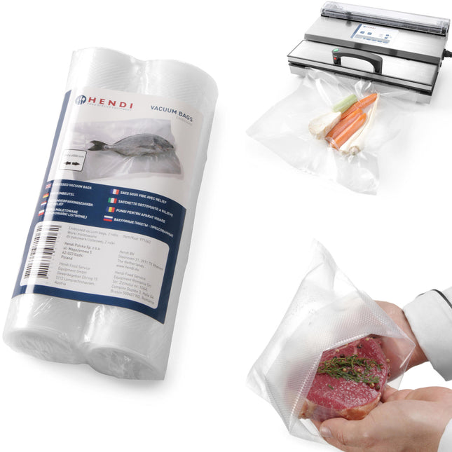 Hendi Molleted bags for vacuum packing machines with a strip 280x6000mm 2 ROLKI