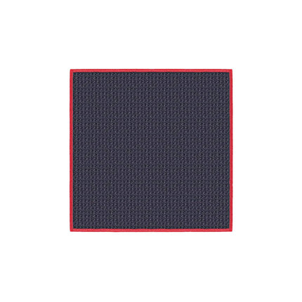 Navy blue textured square with a red border on a white background