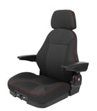 Black car seat with red stitching on a white background, branded as UnitedSeats.