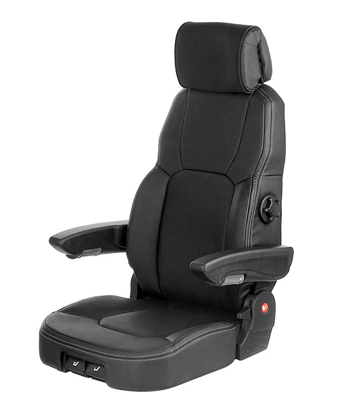 Black vehicle seat with adjustable features on a white background, branded as UnitedSeats.