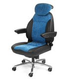 Blue office chair with black accents on a white background, branded as UnitedSeats.