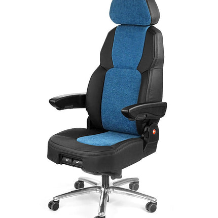 Black and blue office chair withUnitedSeats logo