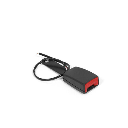 Black and red electronic device with a cable on a white background