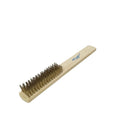 Metal brush with wooden handle on a white background