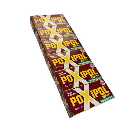 Multiple boxes of POXIPOL on a white background