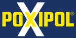 Poxipol logo with yellow and white text on a blue background