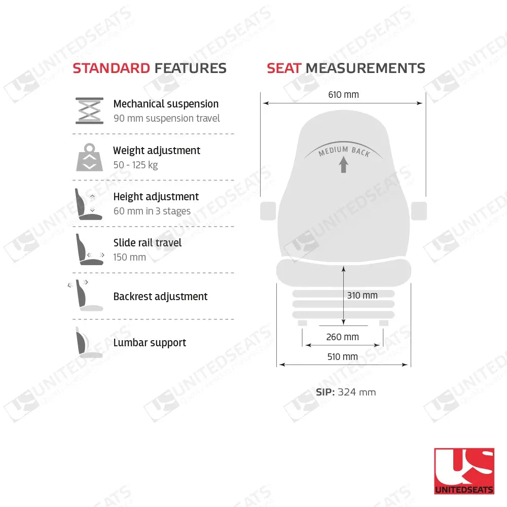 UnitedSeats CS85/C1 seat fabric - UnitedSeats Mechanical suspended seat (image 3)