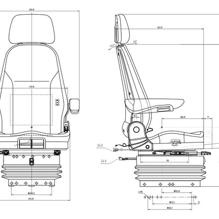 LGV120/C7 Pro 24V sēdeklis ar pneimatisko balstiekārtu