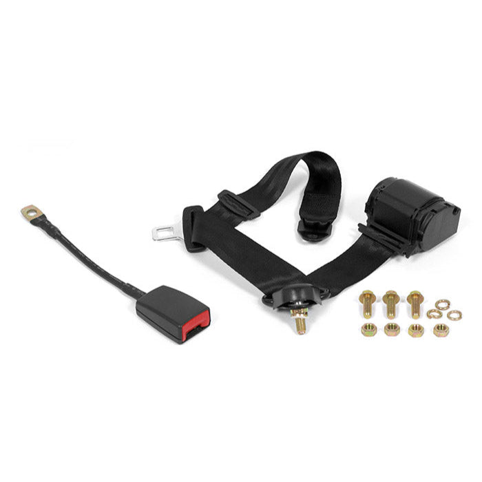 Car seat belt harness kit with connectors and hardware on a white background