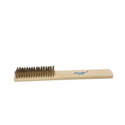 Wooden brush with metal bristles on a white background