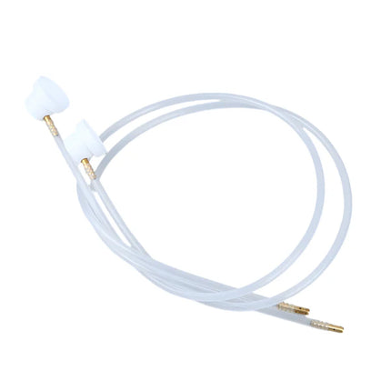 Two white extension hoses for aerosol cans, 60cm in length, with connectors at both ends.