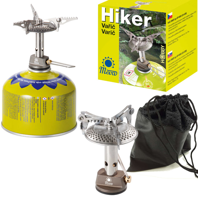 MEVA Lightest tourist stove for gas-cartridges (valve or thread) HYKER 70gram 2.4kW