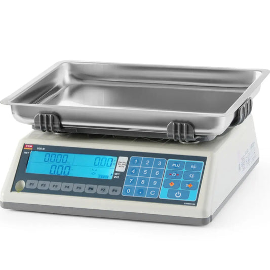 TEM Postal store scale with M verification, deep pan, 30 kg, 225x295 mm
